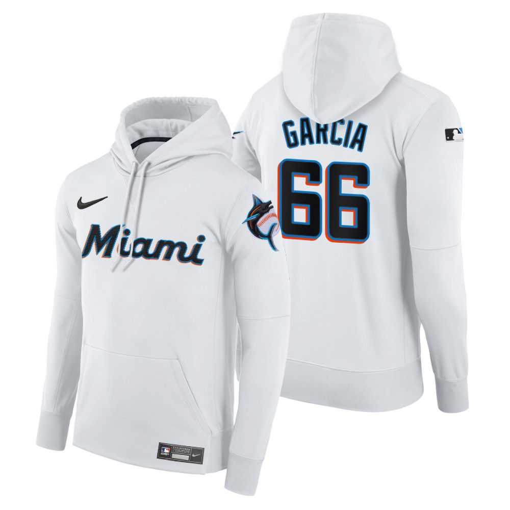Men Miami Marlins 66 Garcia white home hoodie 2021 MLB Nike Jerseys